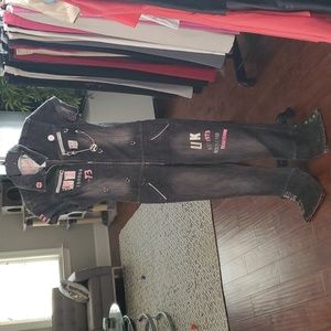 RARE ONE OF A KIND PEPE JEANS LONDON Black Denim Jumpsuit Size 6